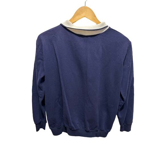 Vintage VTG Bunny Buddies sweatshirt navy blue with white attached collar sz L - Picture 2 of 5